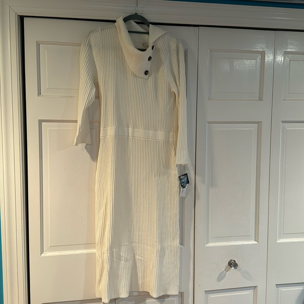 NWT white long sleeve sweater dress